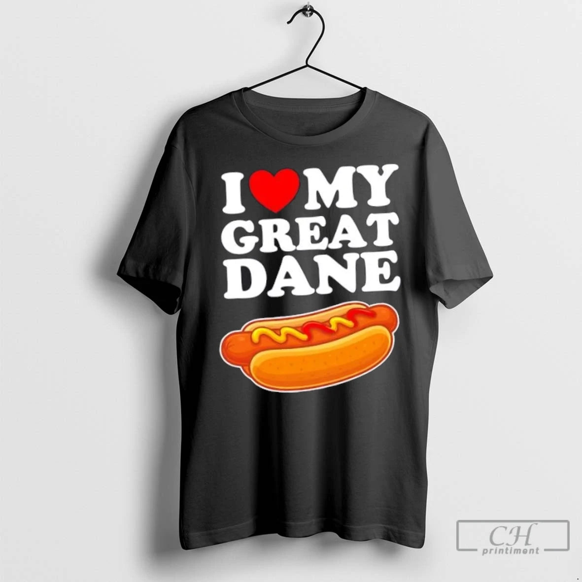 Premium I Love My Great Dane Hot Dog