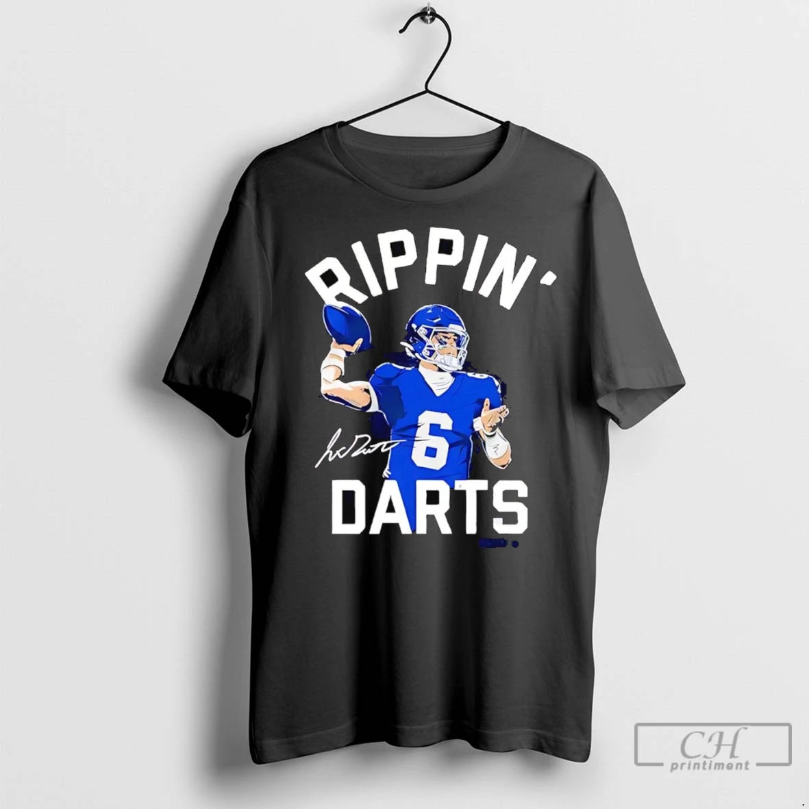 Premium Jaxson Dart Ripping Darts Signature New York Giants