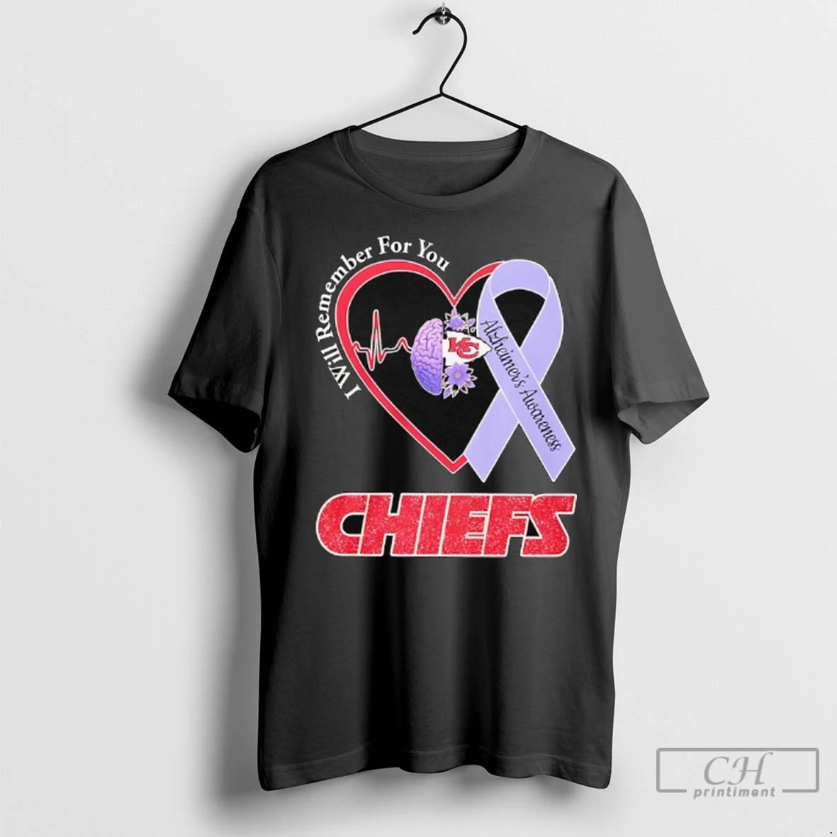 Premium Kansas City Chiefs I Will Remember For You Alzheimers Awareness Logo Ladies