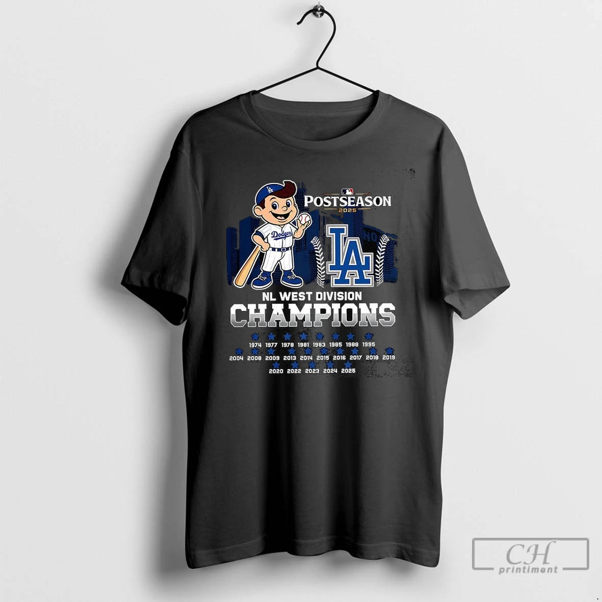 Premium Los Angeles Dodgers Baseball Nl West Division Champions 2025 Mascot Skyline