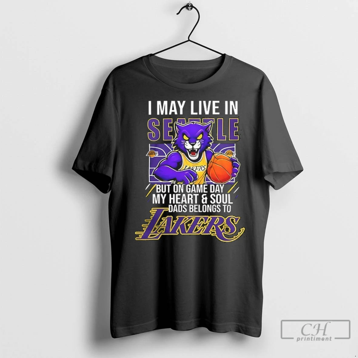 Premium Los Angeles Lakers I May Live In Seattle Game Day Basketball