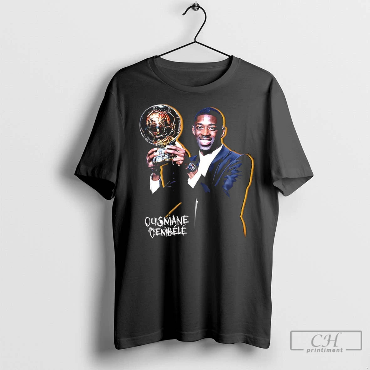 Premium Ousmane Dembele And 2025 Ballon Dor Awards Trophy