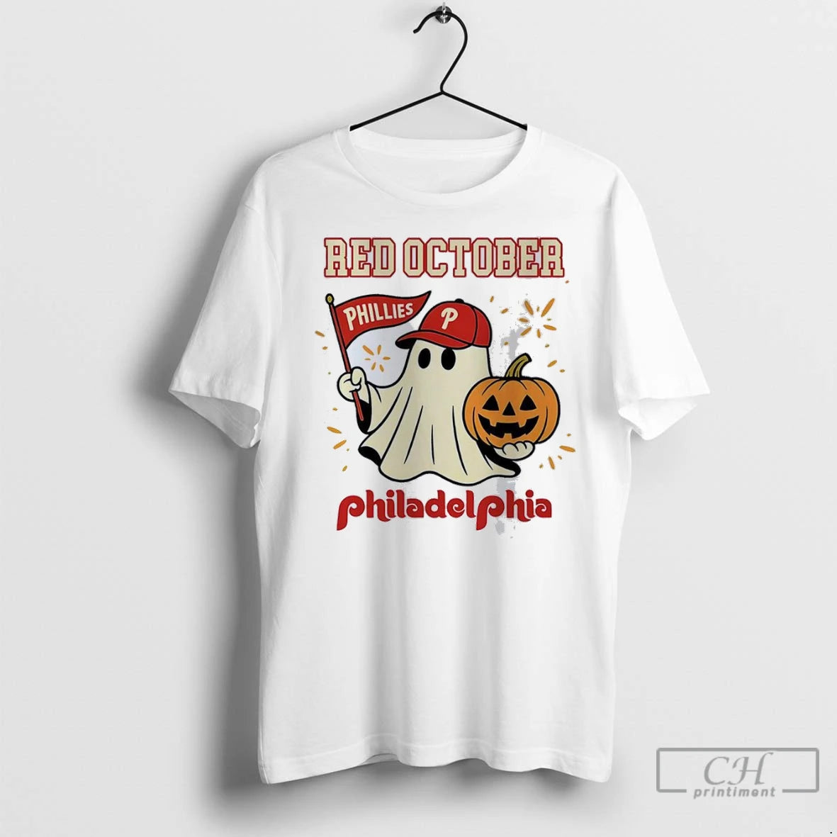 Premium Red October Halloween Ghost Philadelphia Phillies