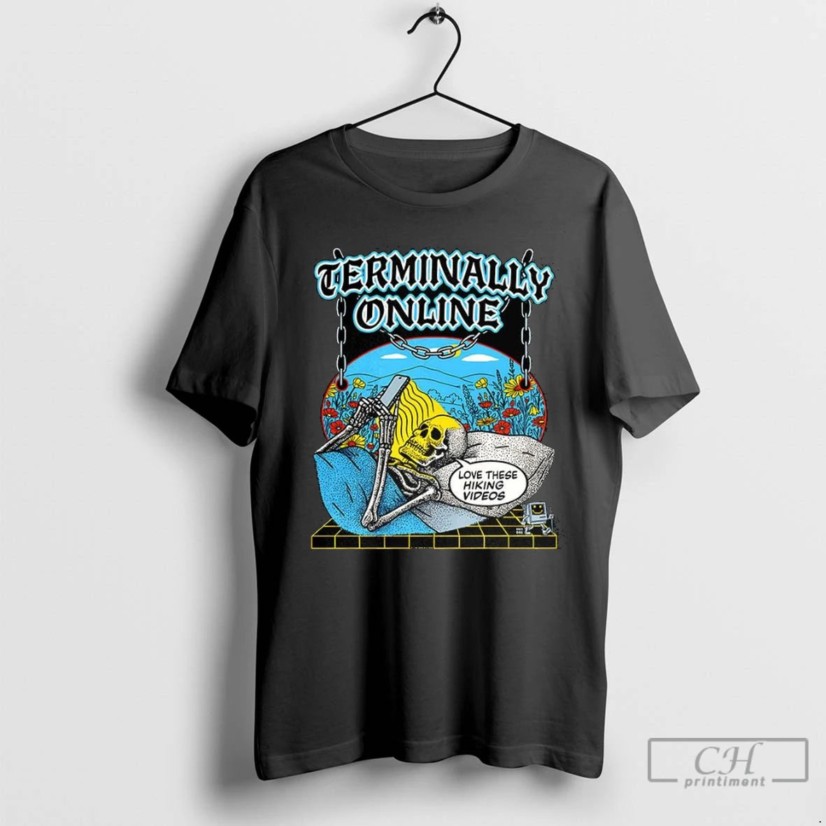 Premium Skeleton Terminally Online Love These Hiking Video