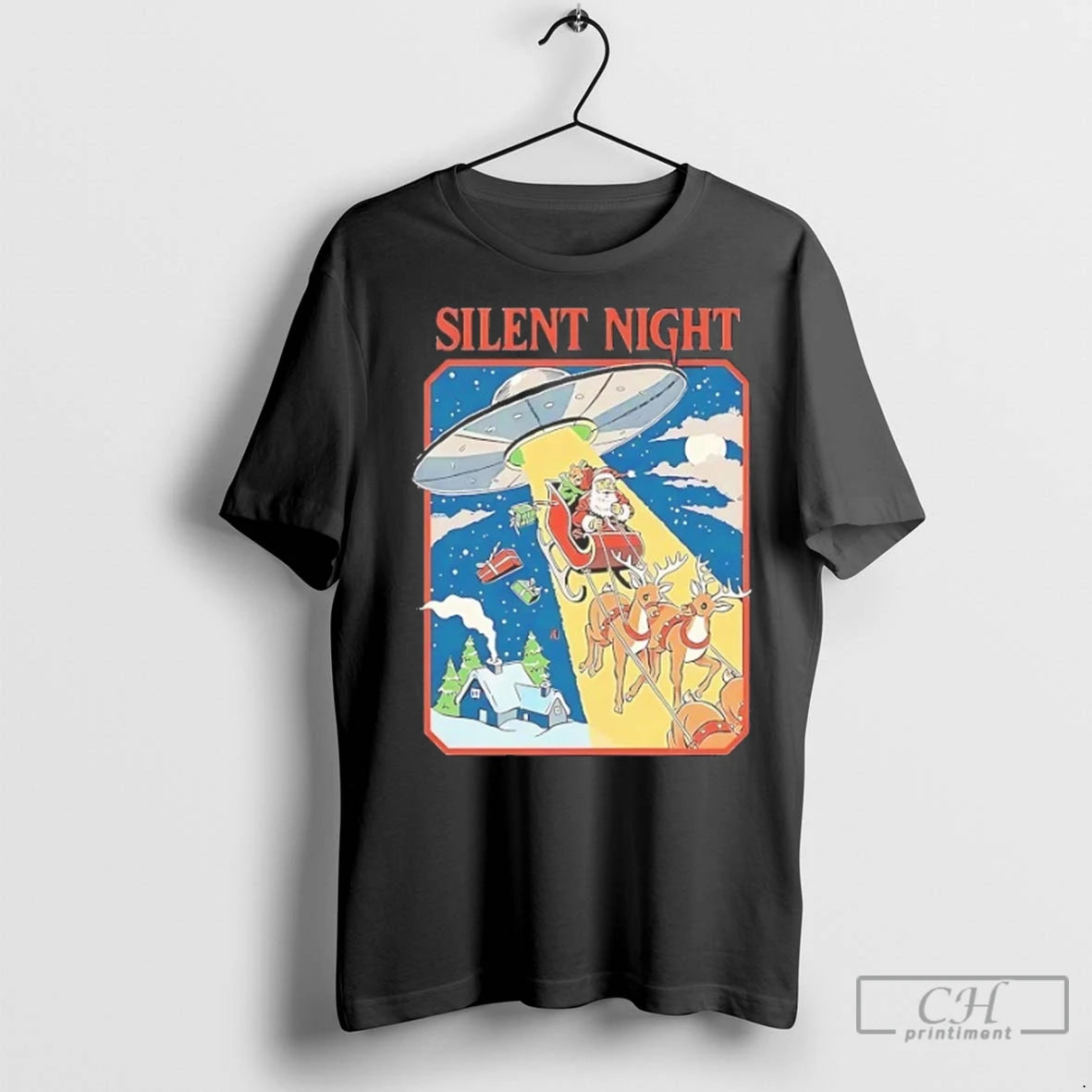 Premium Ufo Abduction Santa Sleigh Silent Night Christmas