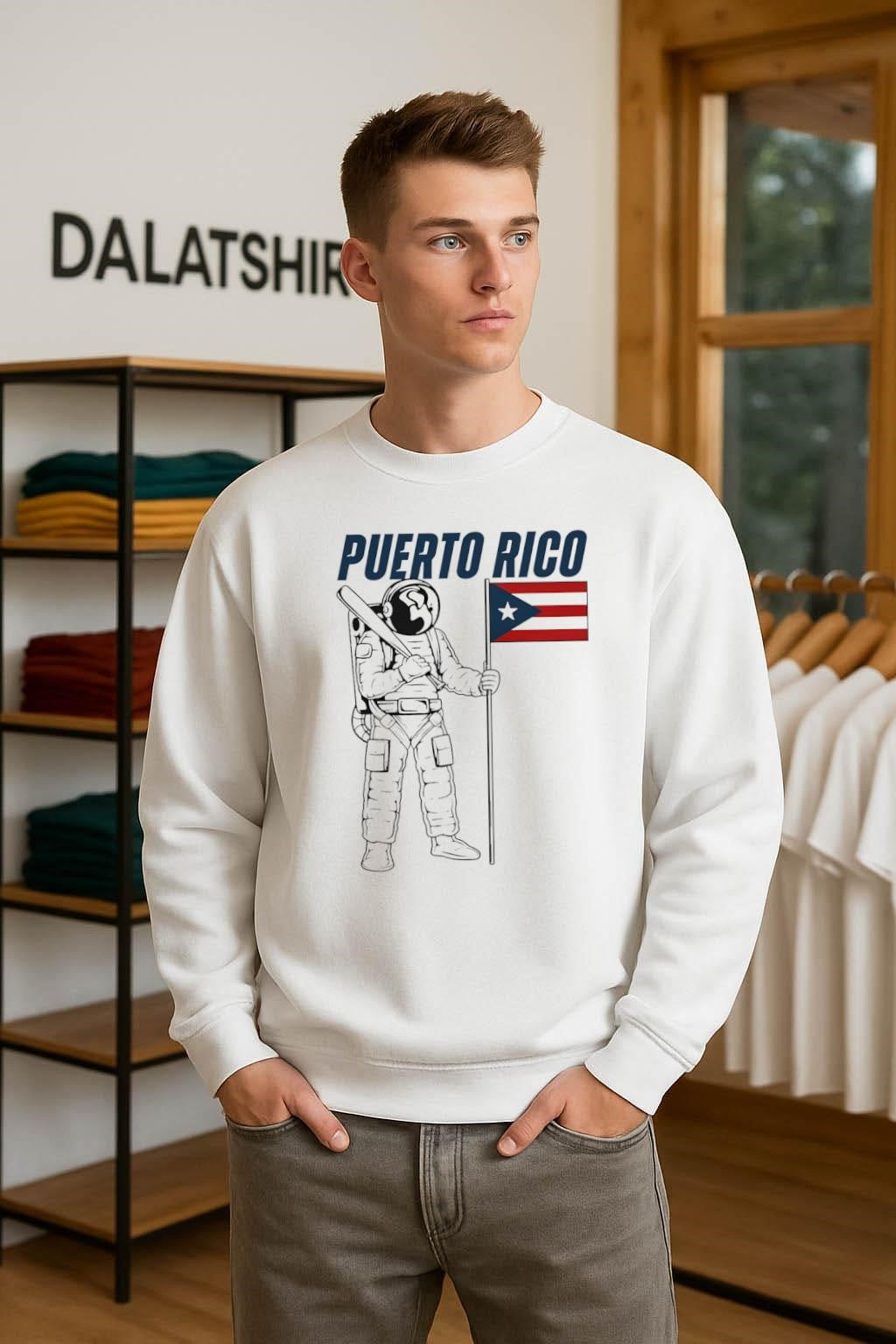Puerto Rico Astronaut Holding Baseball Bat and Puerto Rican Flag shirt