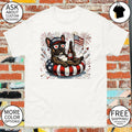 Pug dog holding beer USA 250 firework American flag 4th of July shirt