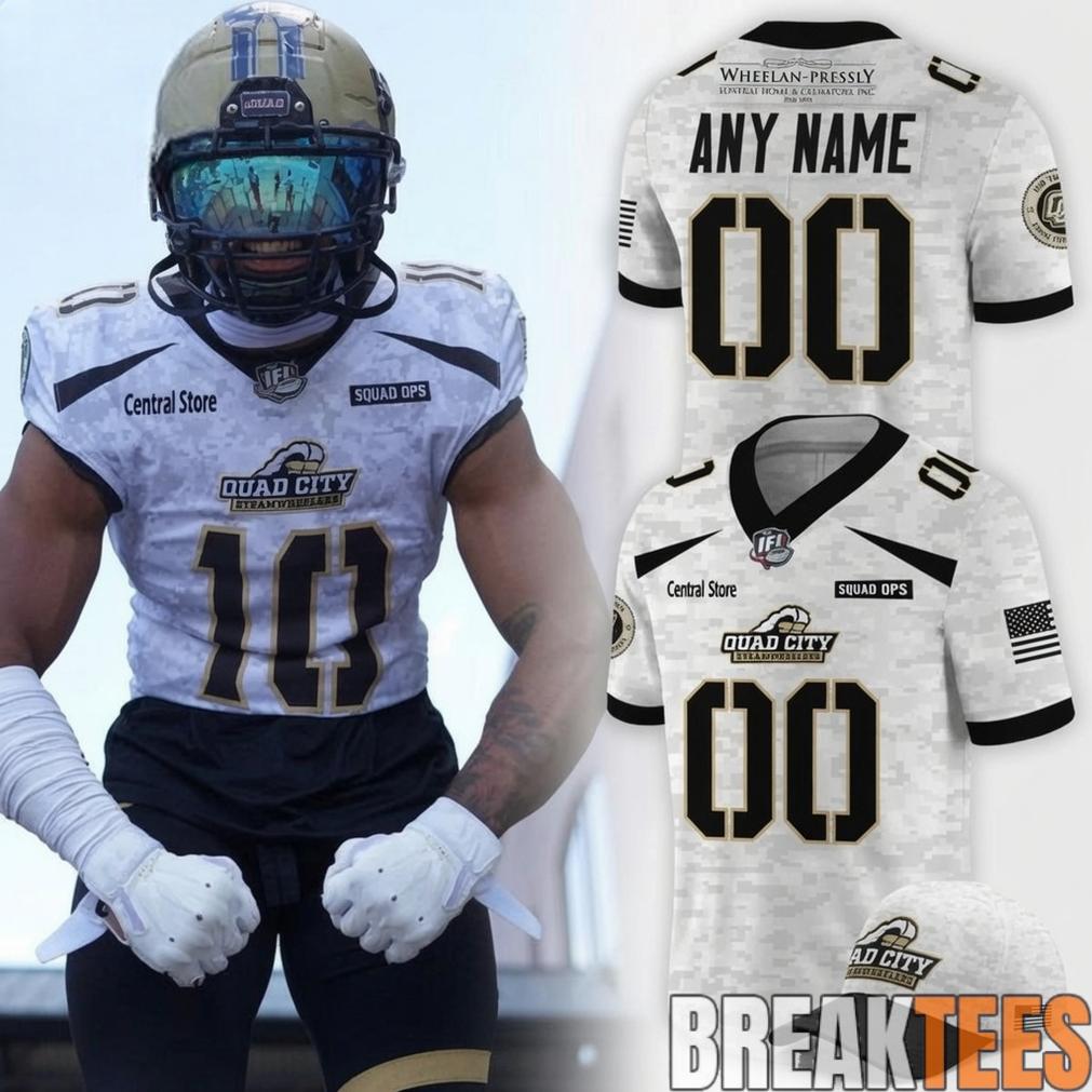 Quad City Steamwheelers 2026 White Out Military Night Custom Football Jersey