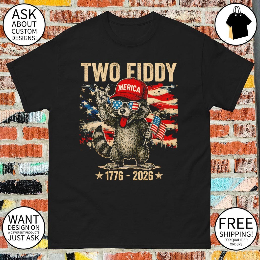 Raccoon Patriot ‘Merica Flag Animal 1776 2026 Two Fiddy shirt