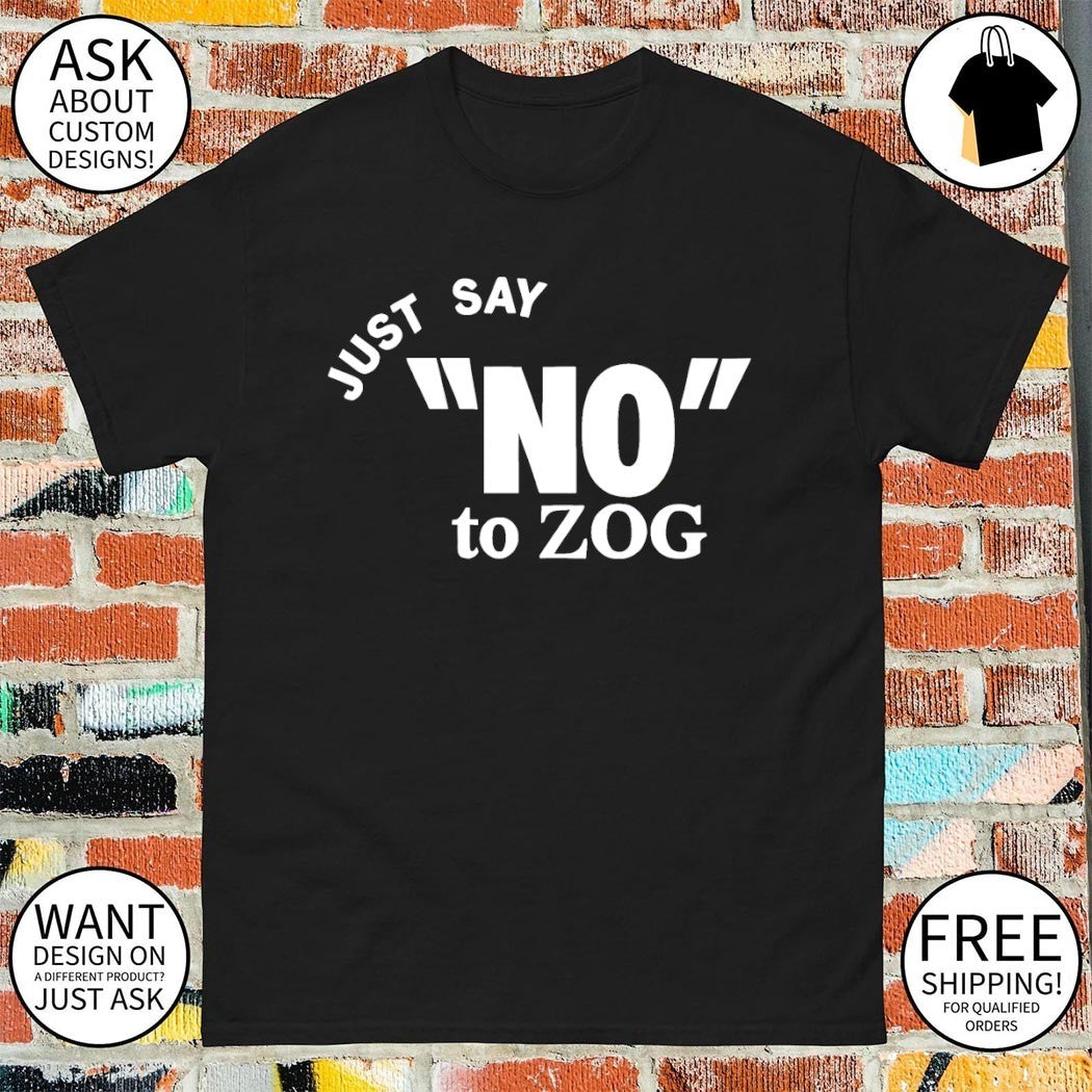 Randy Weaver wearing just say no to zog shirt