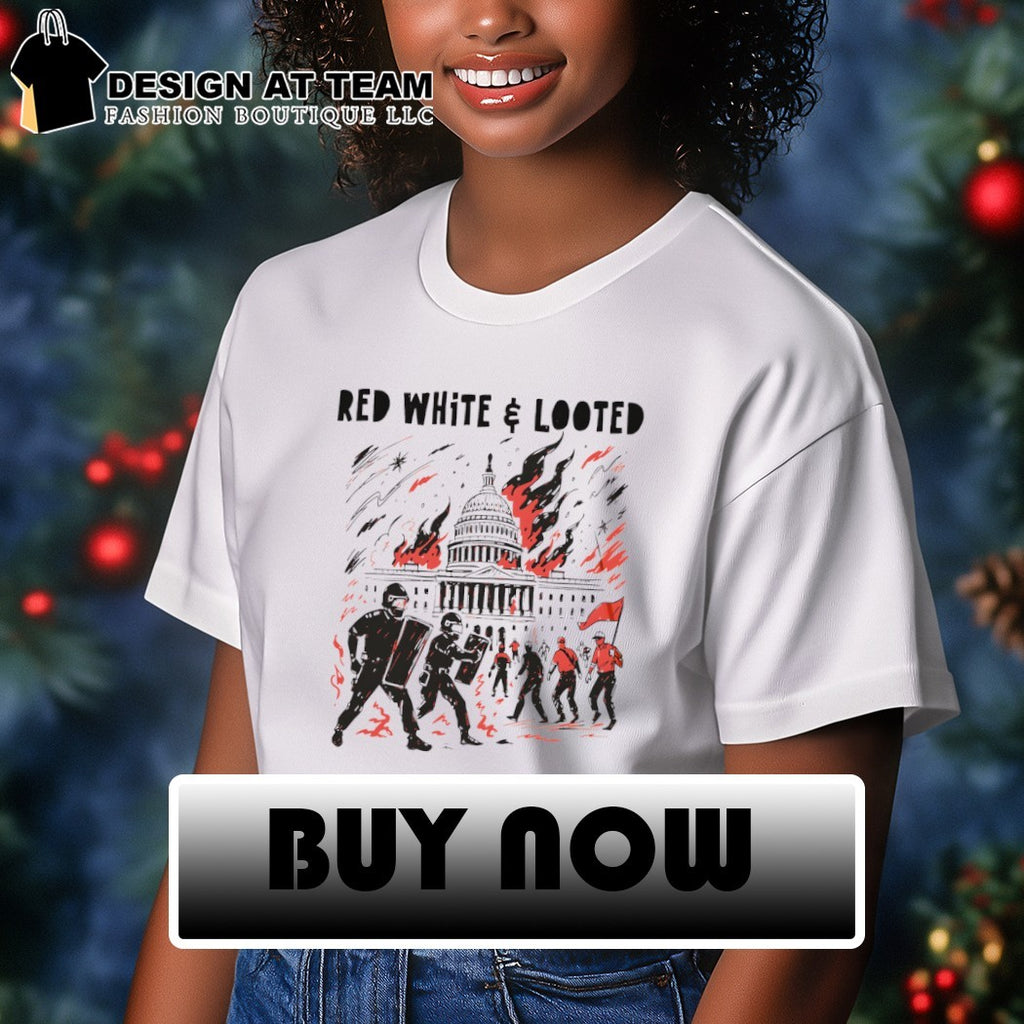 Red White Looted Jan 6th Insurrection Political Outrage Anti Trump Slush Fund Protest 2026 shirt