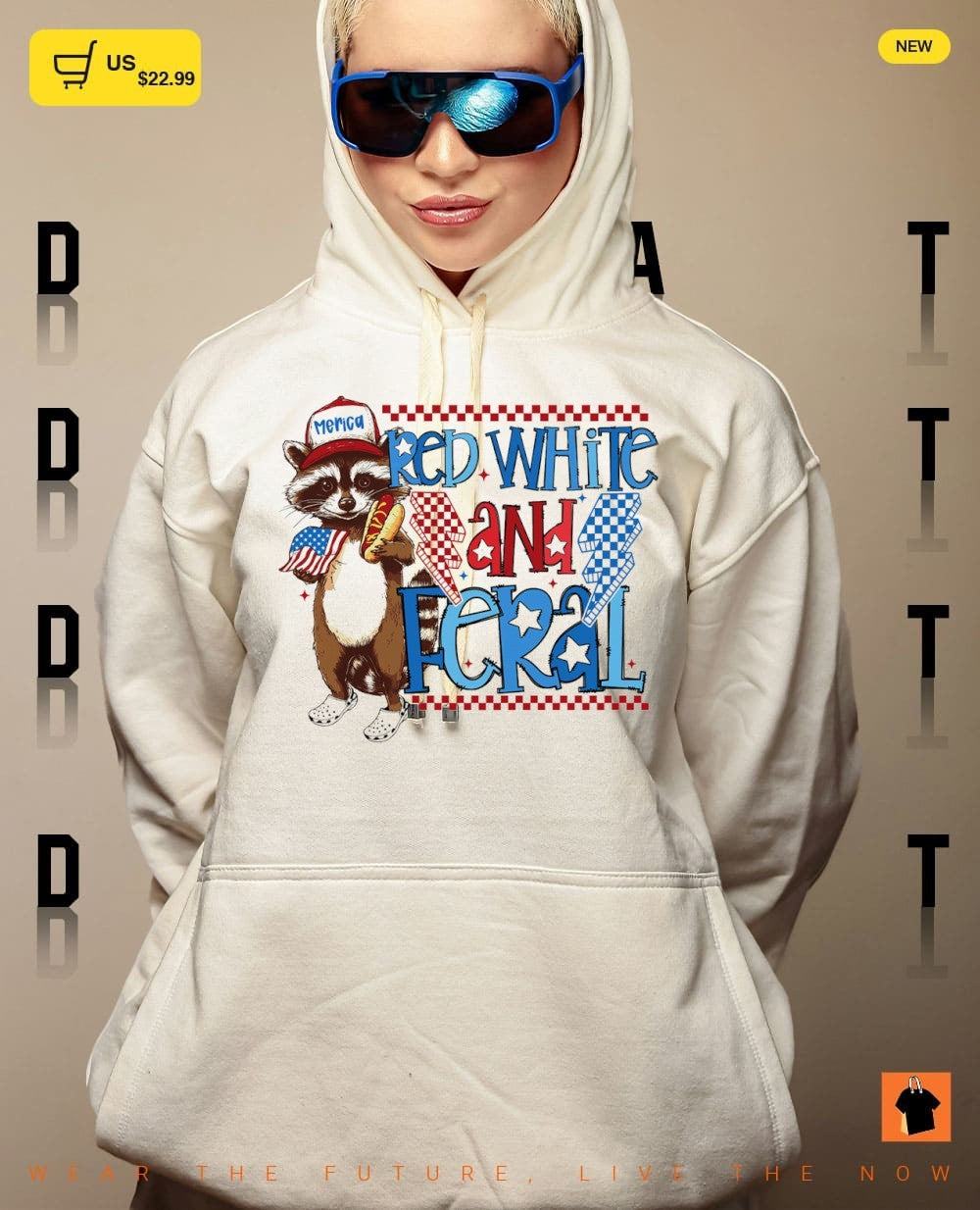 Red White and Feral Funny Raccoon 4th Of July shirt