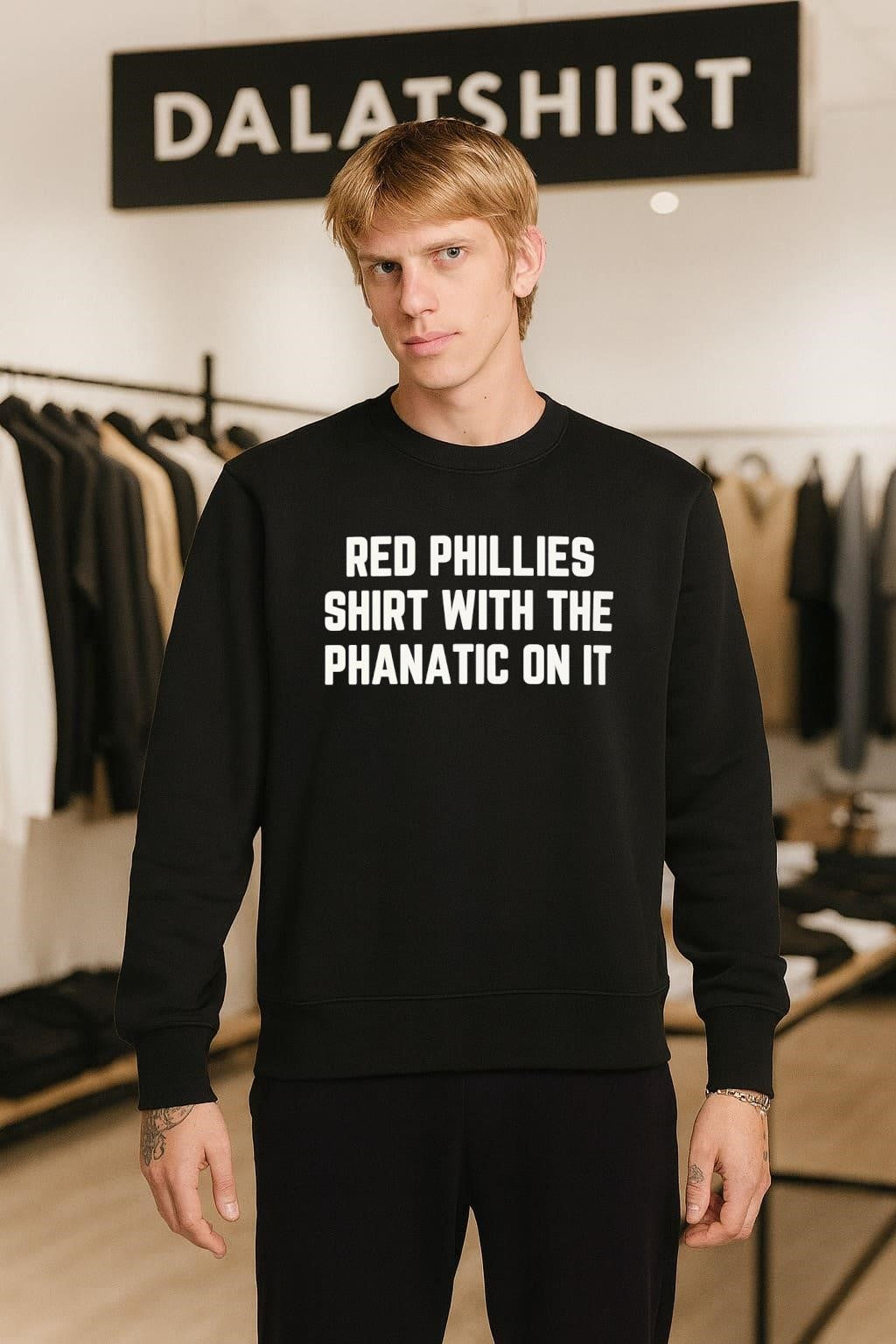 Red phillies shirt with the phanatic on it shirt