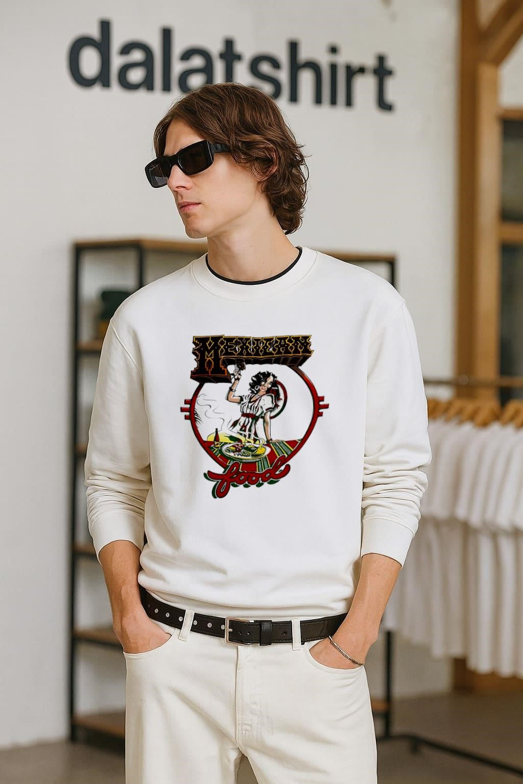 Rick Griffin Mexican Food Woman Roses Plate Graphic shirt