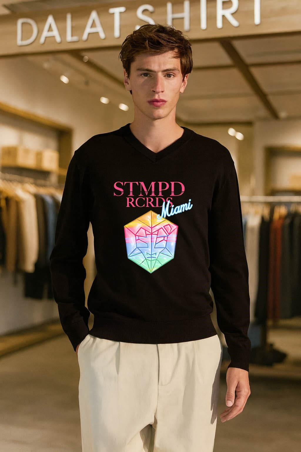 STMPD RCRDS Miami Colorful Geometric Prism Head shirt