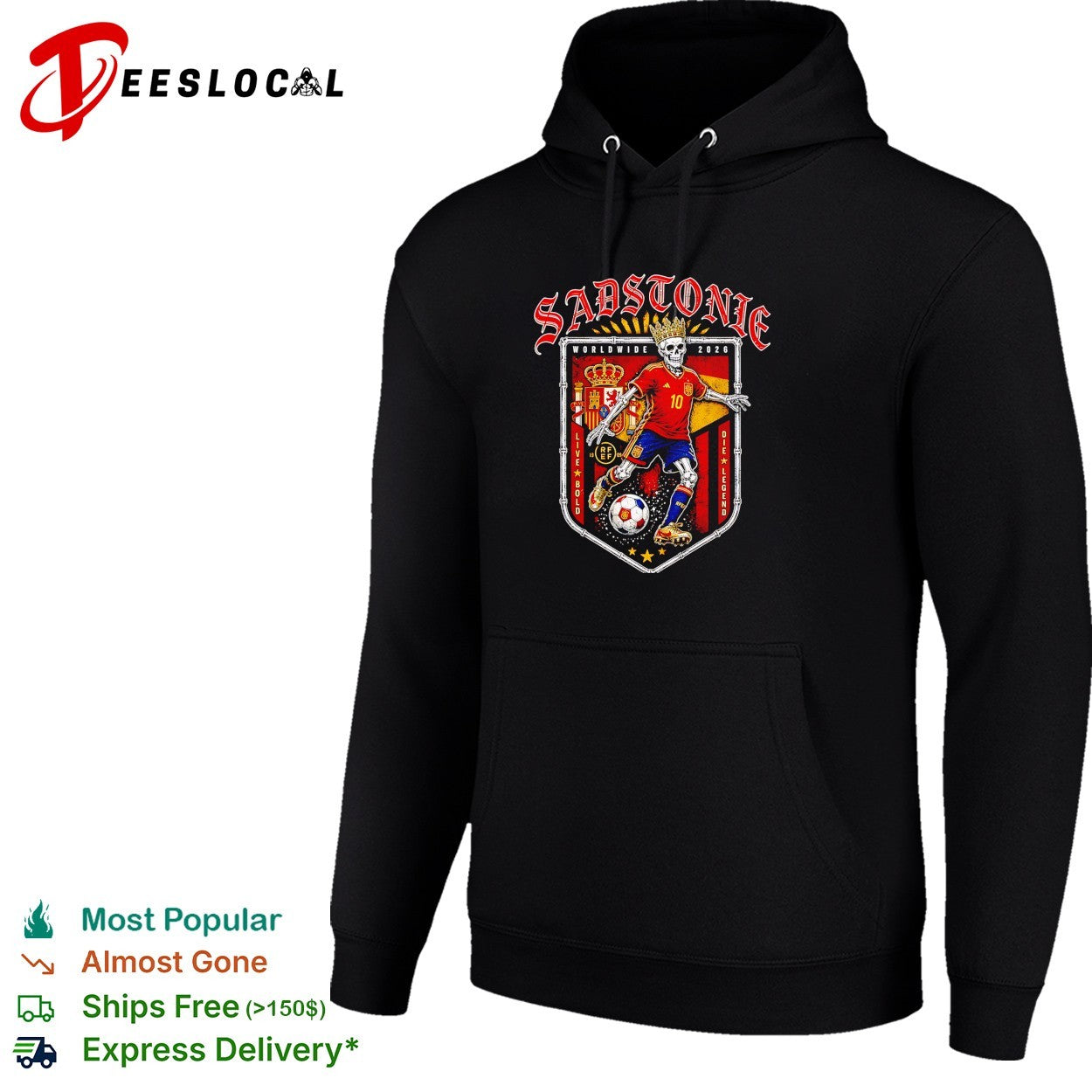 Sadstonie 2026 Spain skeleton soccer legend shirt (1)