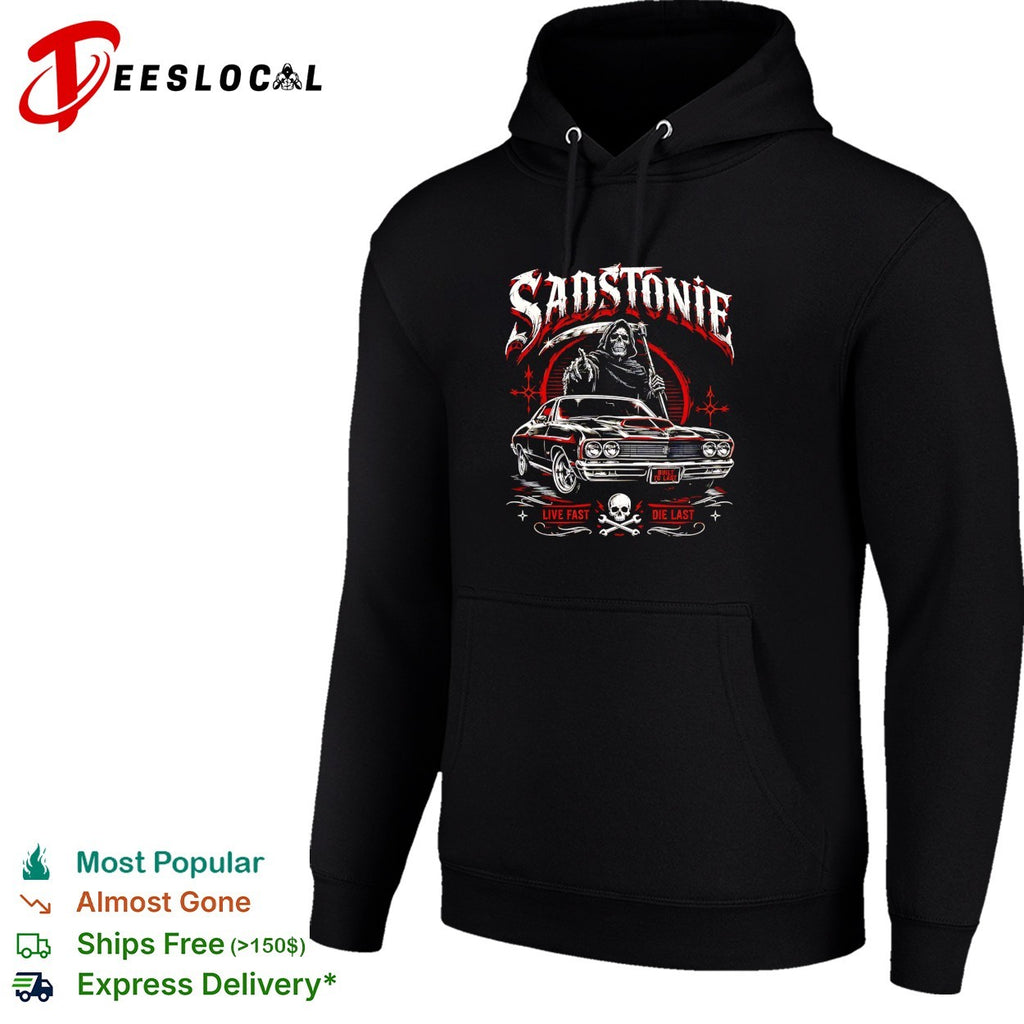 Sadstonie live fast die last grim reaper classic car shirt