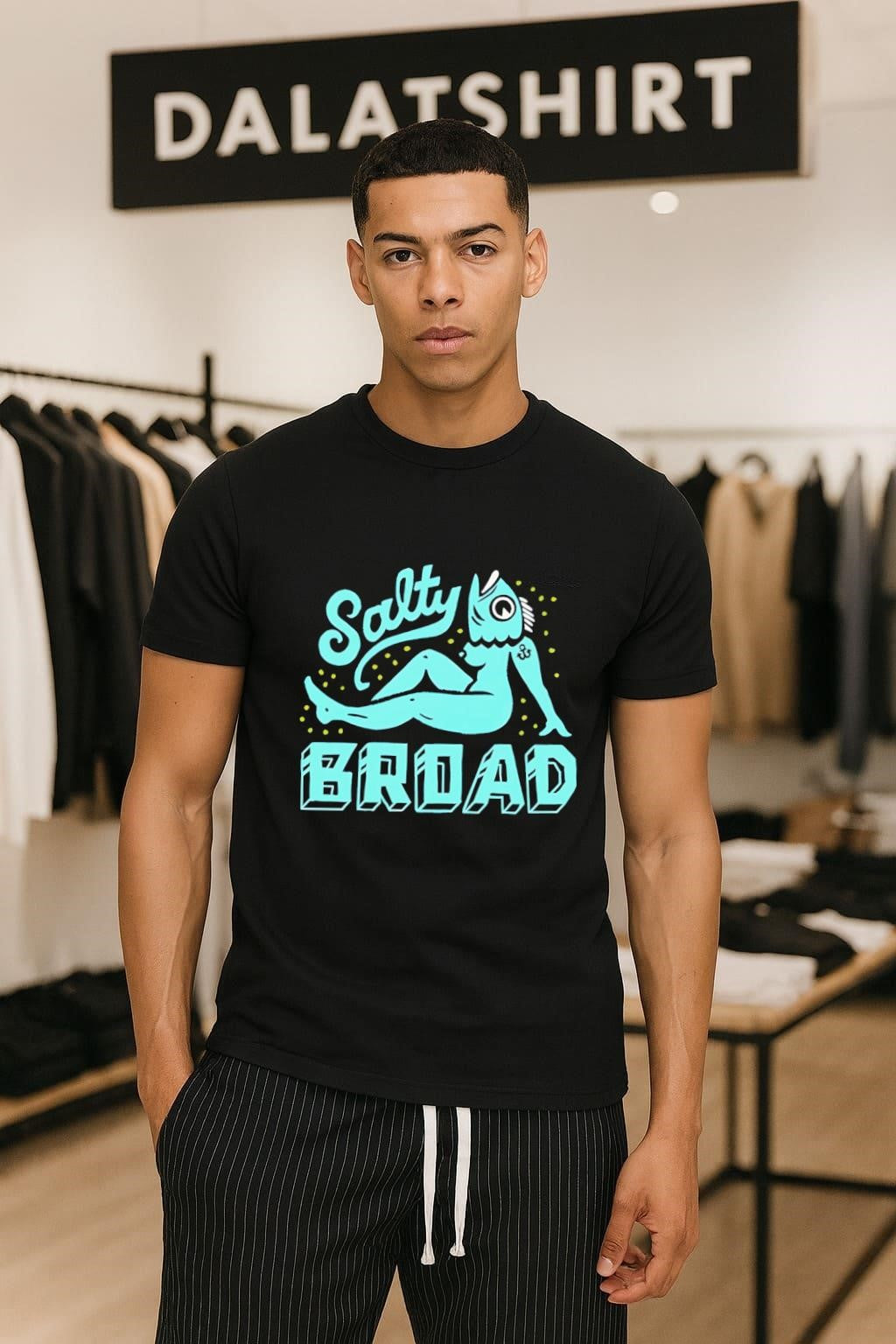 Salty Broad Mermaid With Fish Head Nautical Art shirt