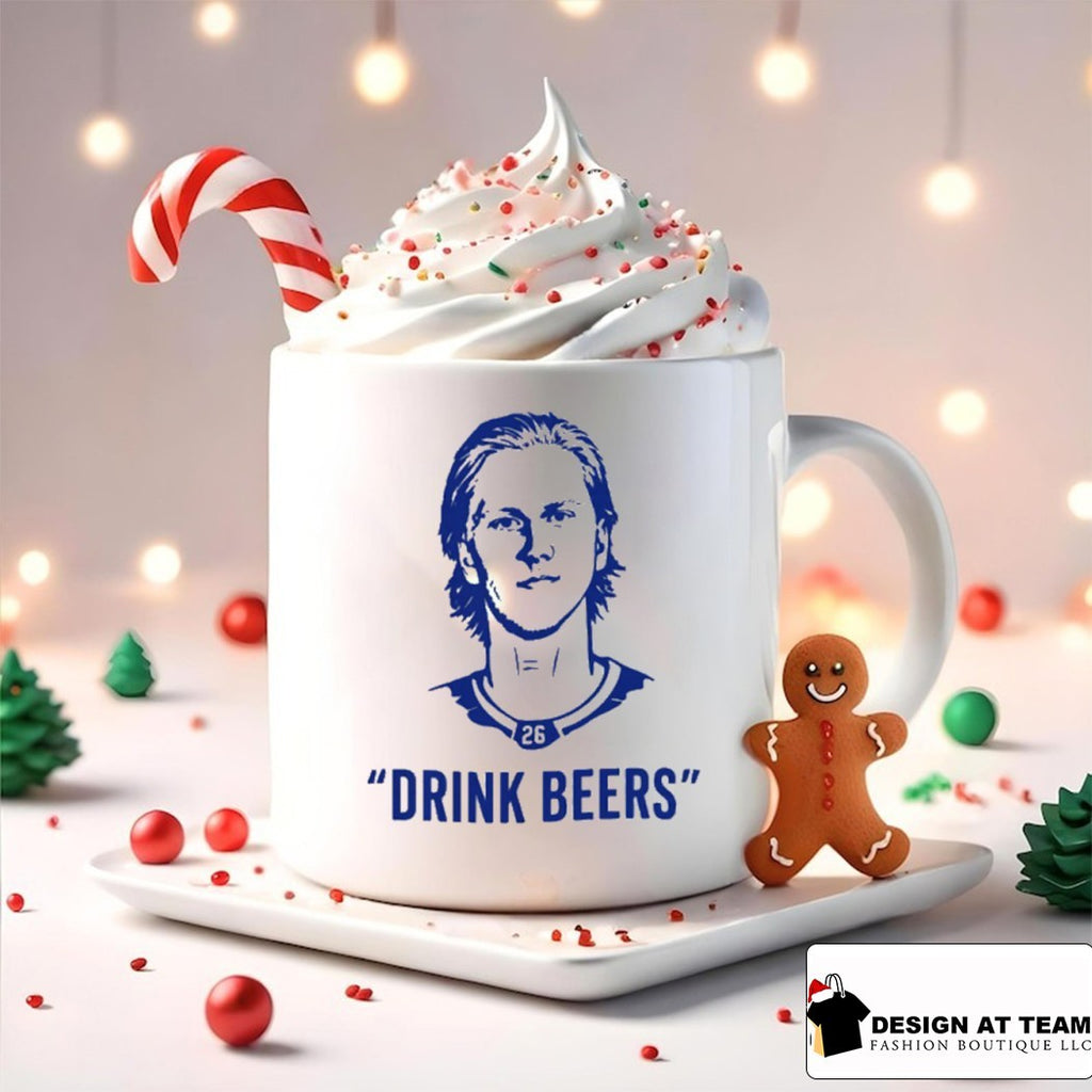 Sam Carrick wearing Rasmus Dahlin drink beers shirt