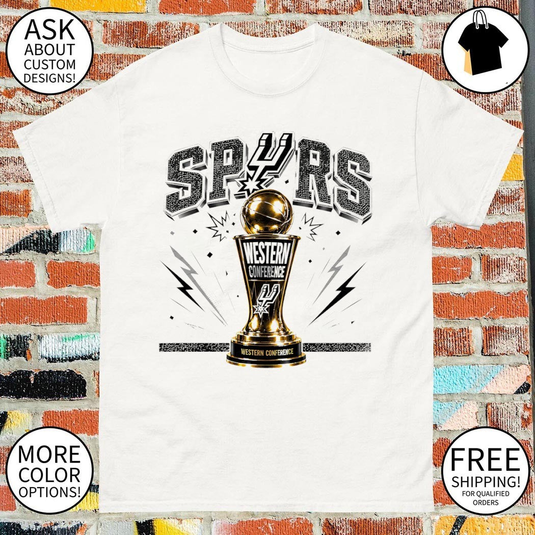 San Antonio Spurs Western Conference trophy basketball gold logo team apparel shirt