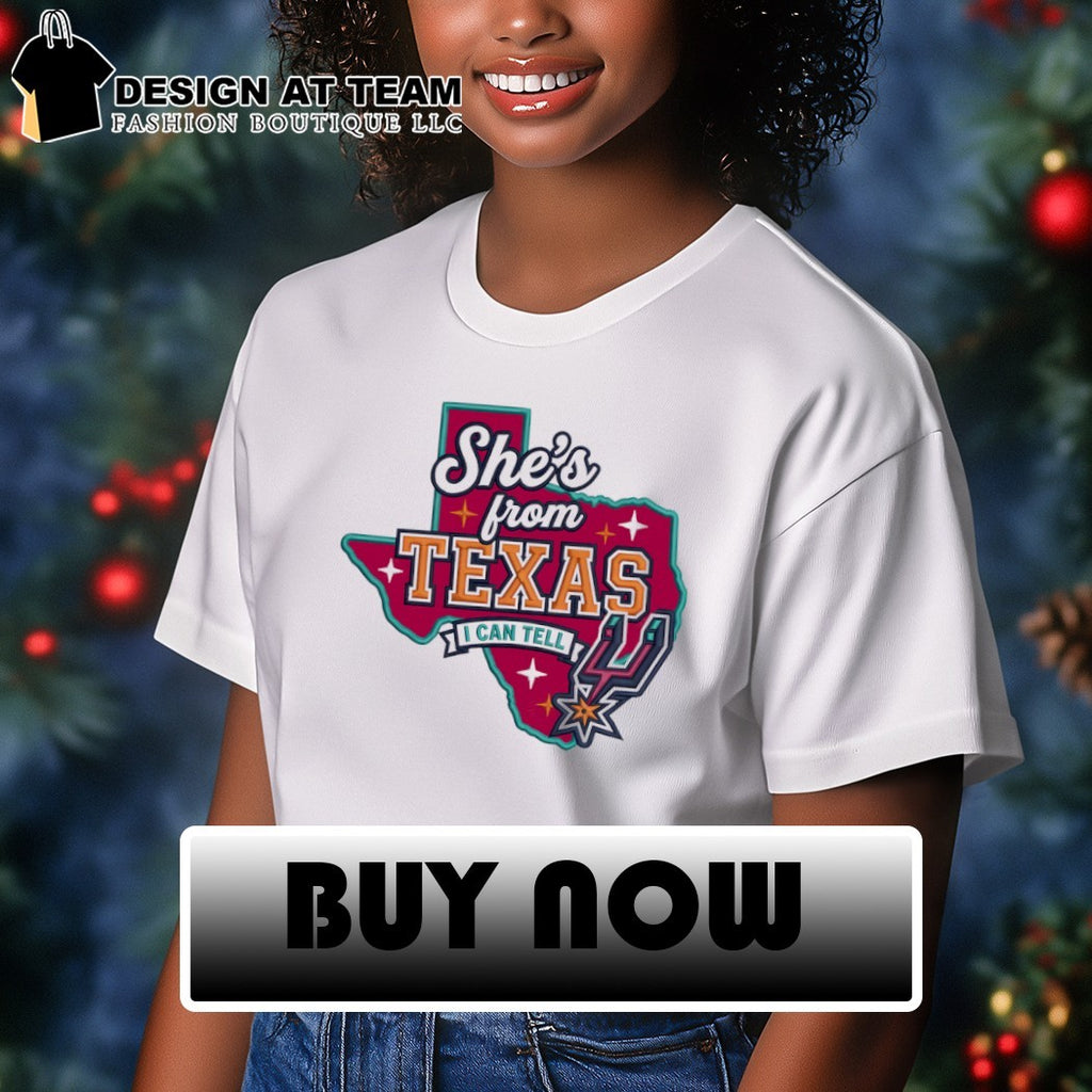 San Antonio Spurs basketball apparel She’s from Texas I can tell state map shirt