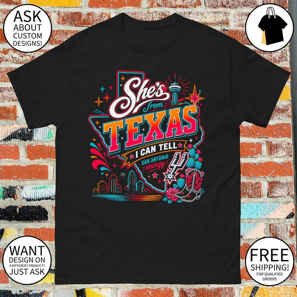 San Antonio Texas boots and cactus She’s from Texas I can tell energy shirt
