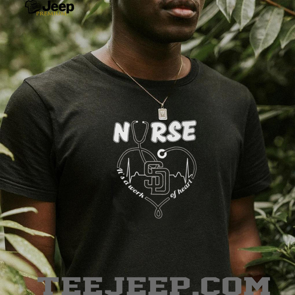 San Diego Baseball Fan Nurse Stethoscope Heart Beat San Diego Padres T Shirt