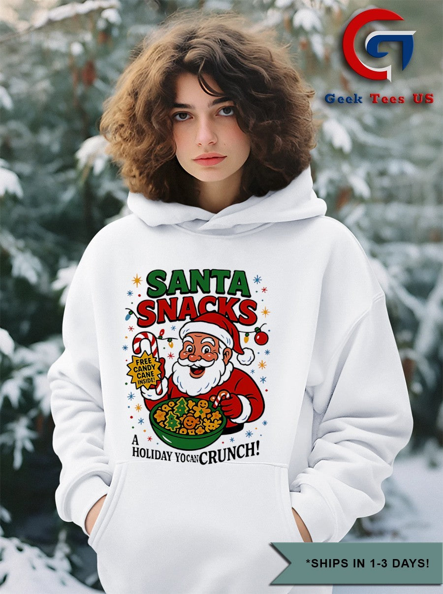 Santa Claus Santa Snacks a Holiday you can crunch ugly Christmas shirt