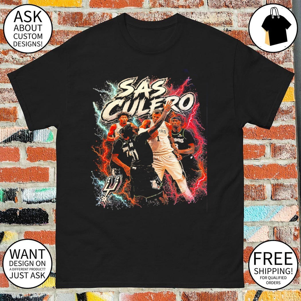 Sas Culero Victor Wembanyama elbow on Naz-Reid San Antonio Spurs Basketball shirt