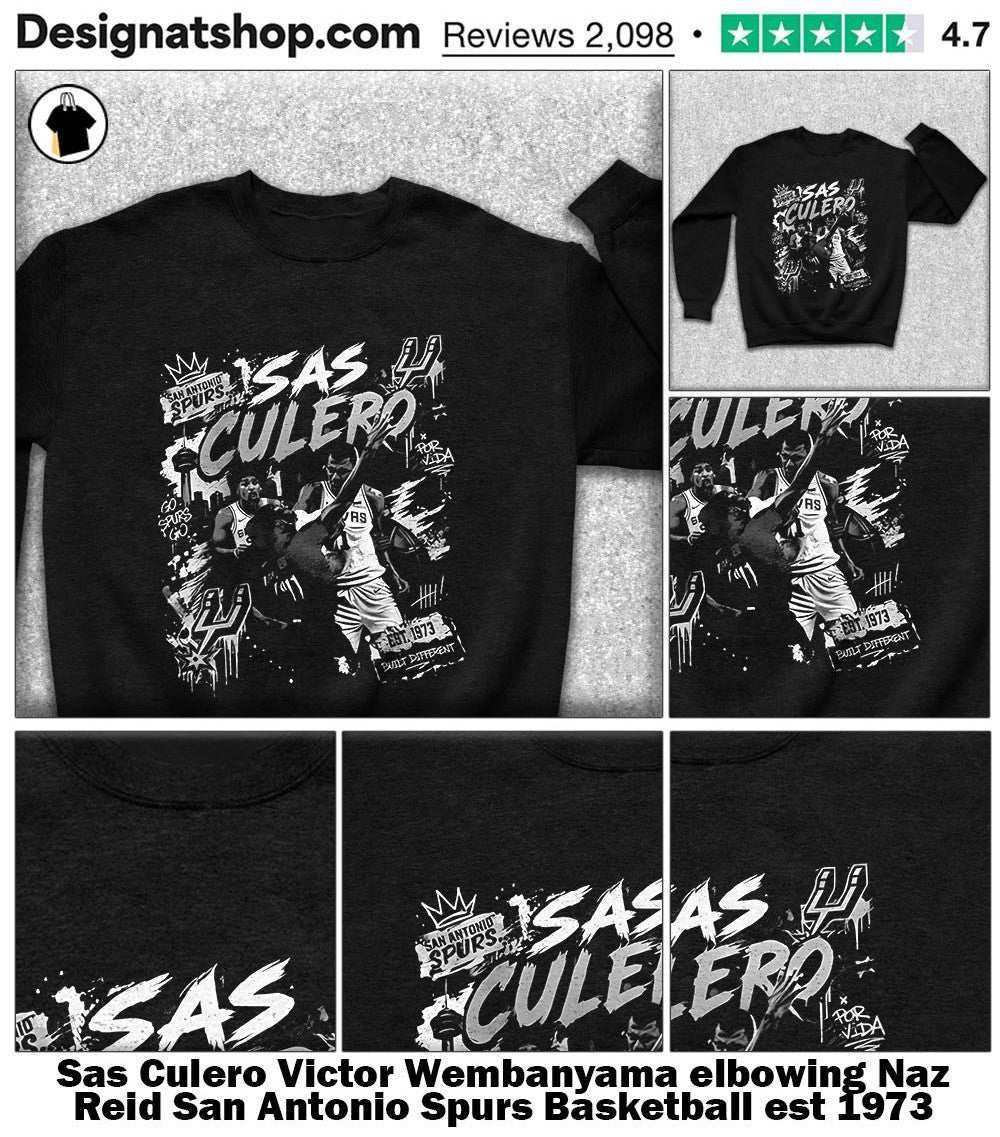 Sas Culero Victor Wembanyama elbowing Naz Reid San Antonio Spurs Basketball est 1973 shirt
