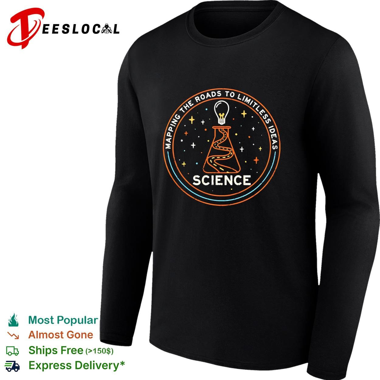 Science discovery road flask mapping the roads to limitless ideas shirt