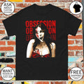 Screaming woman bloody tiger print top Obsession repeated text design shirt