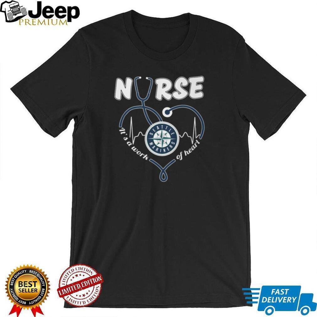 Seattle Mariners Baseball Nurse Heart Stethoscope Healthcare Worker Navy Teal T Shirt