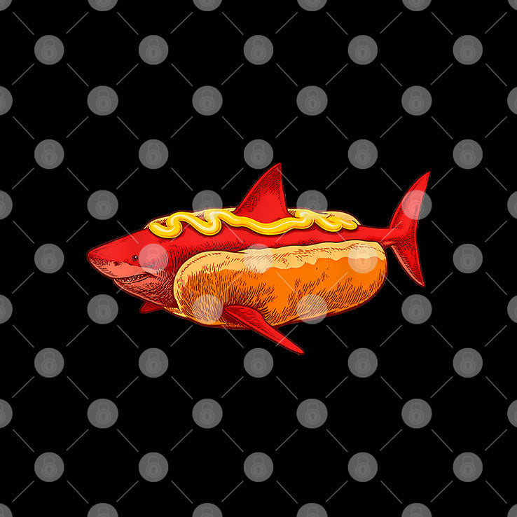 Shark Hot Dog Mustard Food Mashup Humor T Shirt