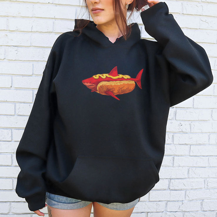 Shark Hot Dog Mustard Food Mashup Humor T Shirt