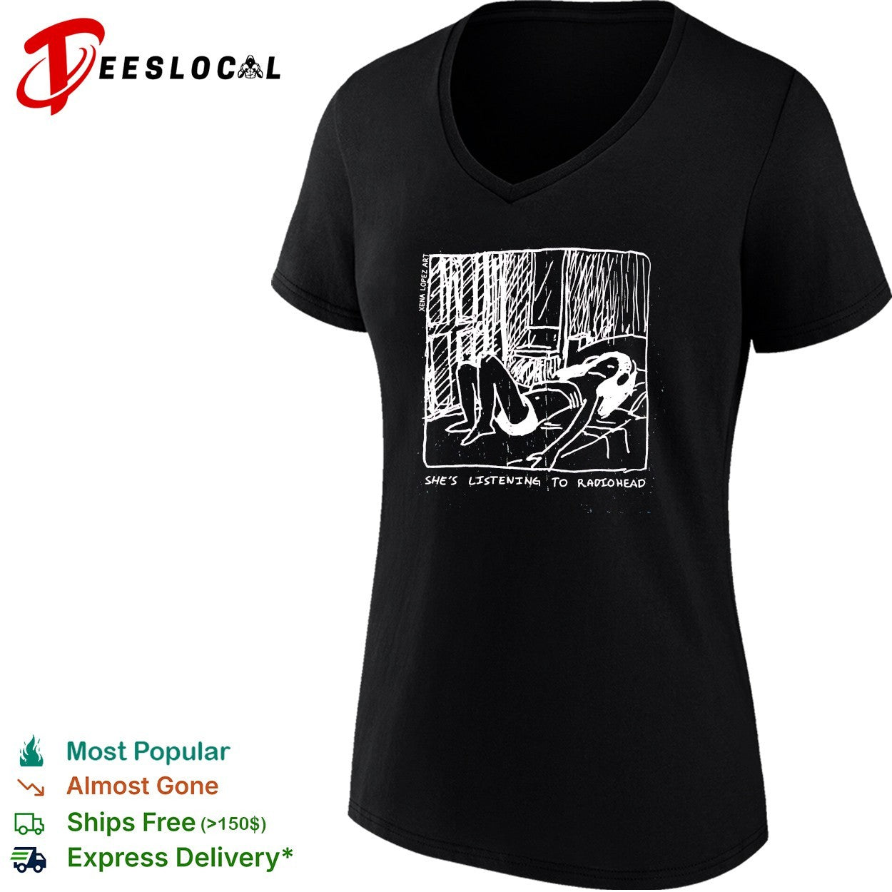 She’s listening to Radiohead sketch shirt