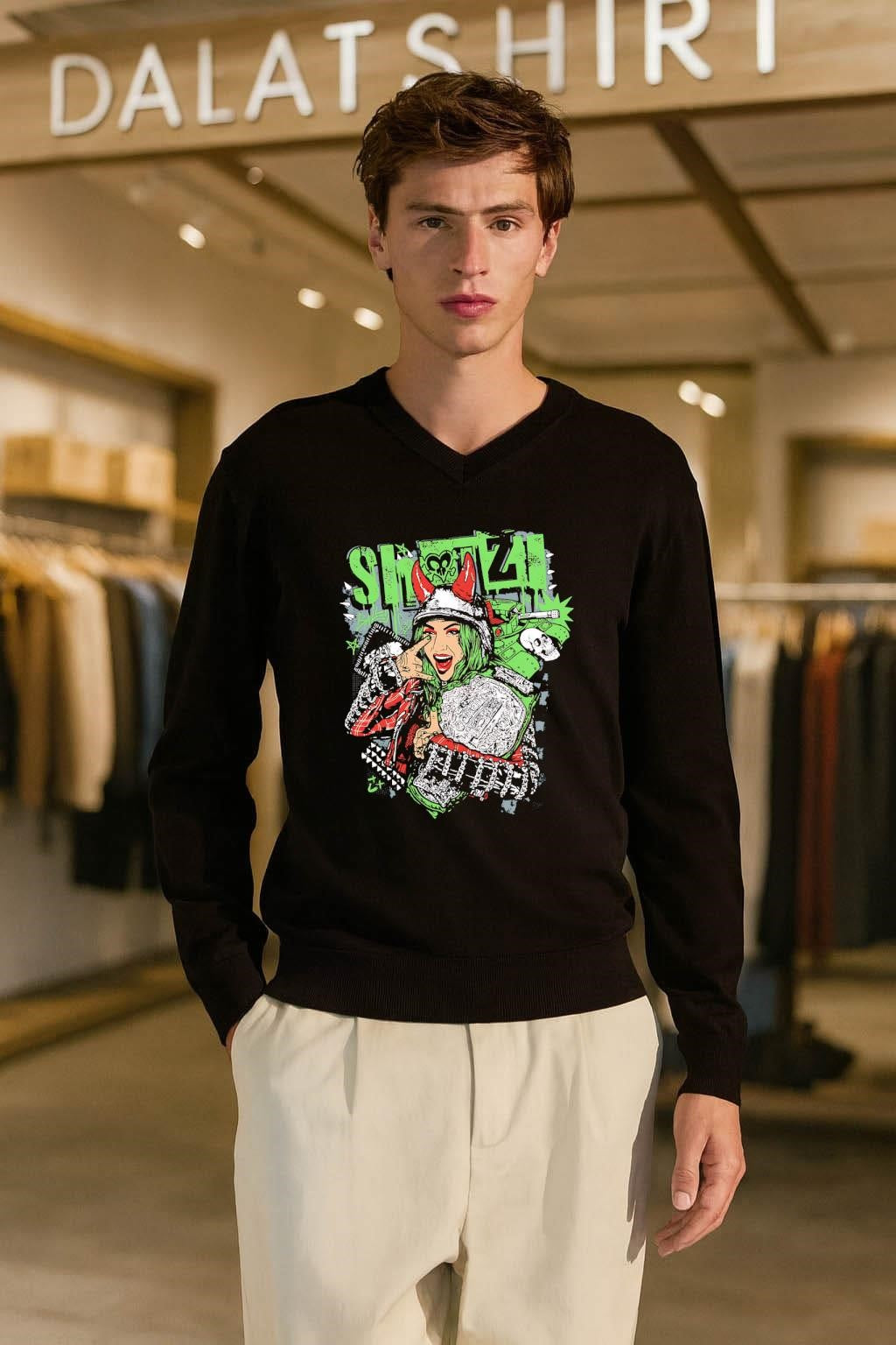 Shotzi Blackheart Women’s Champion Green Hair Punk Rock Tank Skull shirt