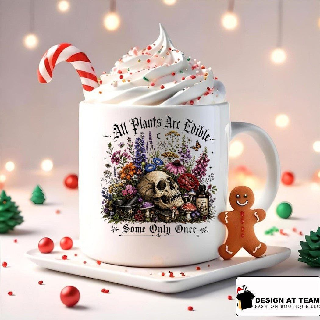 Skeleton skull all plants are edible some only once vintage shirt