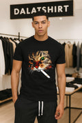 Smoking Tabby Cat Portrait With Russian Style Cigarette Graphic shirt