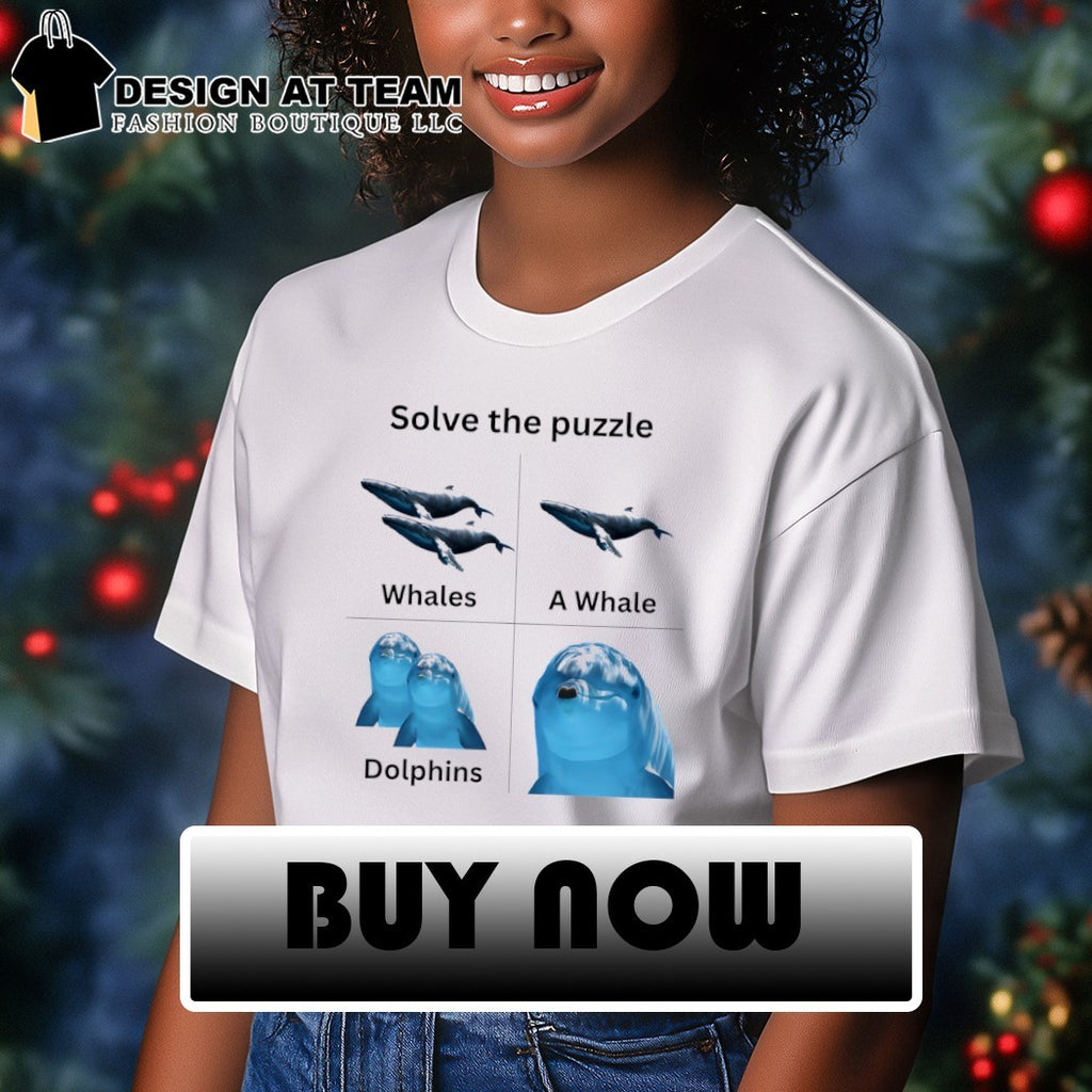 Solve the puzzle Whales a Whale Dolphins shirt