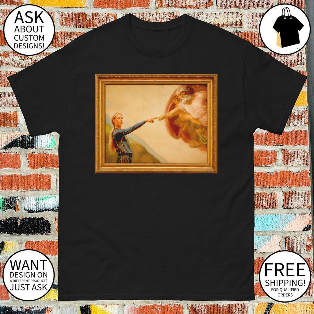 Sophie Cunningham pointing x The Creation of Adam art shirt