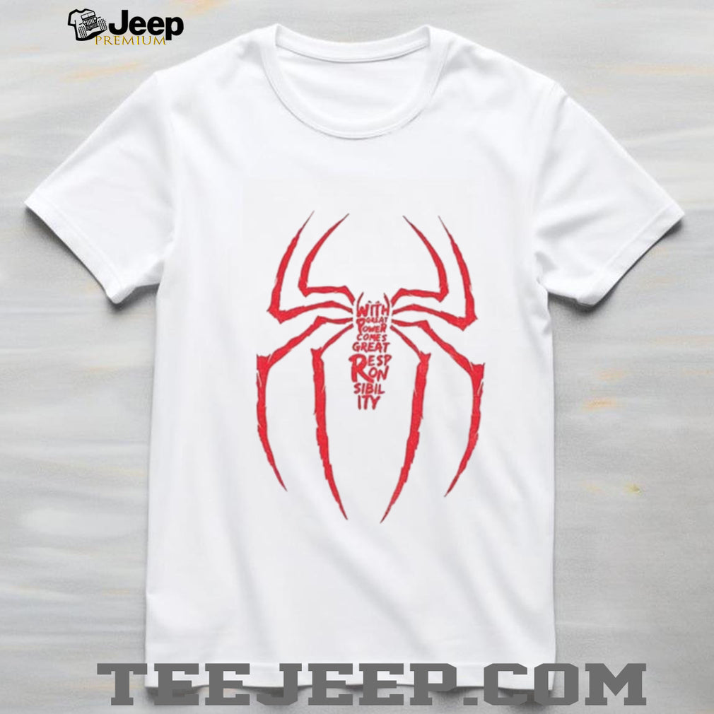 Spiderman Great Responsibility Superhero Quote shirt