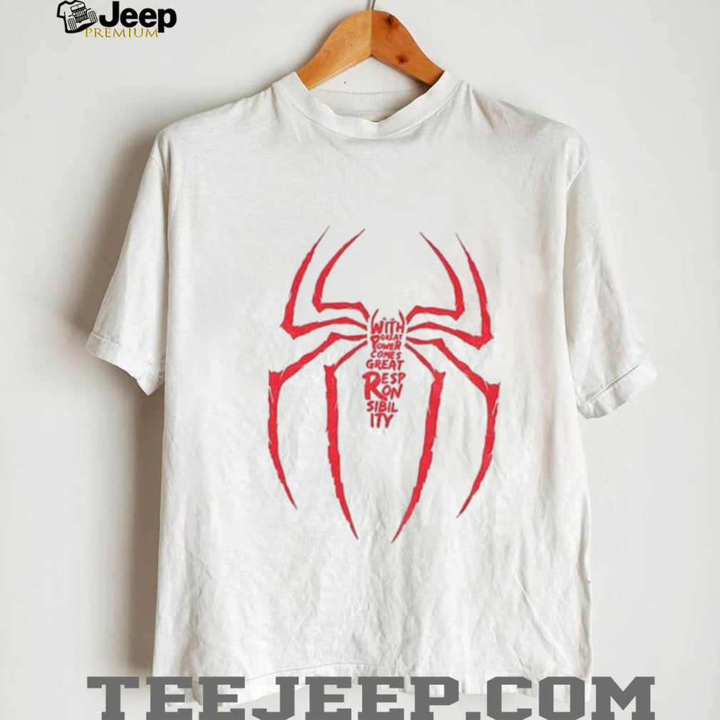 Spiderman Great Responsibility Superhero Quote shirt
