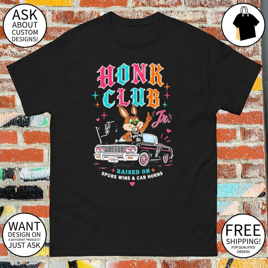 Spurs Honk Club Jr Spurs Coyote raised on Spurs win car horns shirt