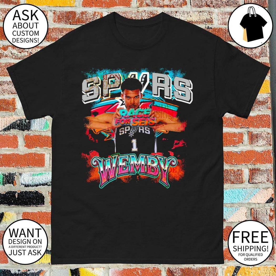 Spurs Race for Seis Spurs Victor Wembanyama shirt