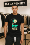 Stay Positive Skeleton Reaper Making Peace Sign Skeleton Hand Gesture shirt