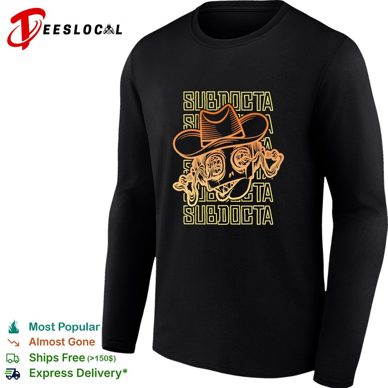 Subdocta cowboy hat head smoking shirt