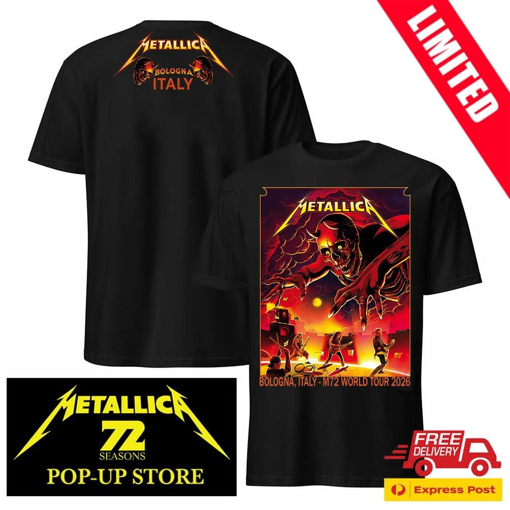 T-Shirt Metallica Tour 2026 Bologna Ufficiale Nino Cammarata Double Sided