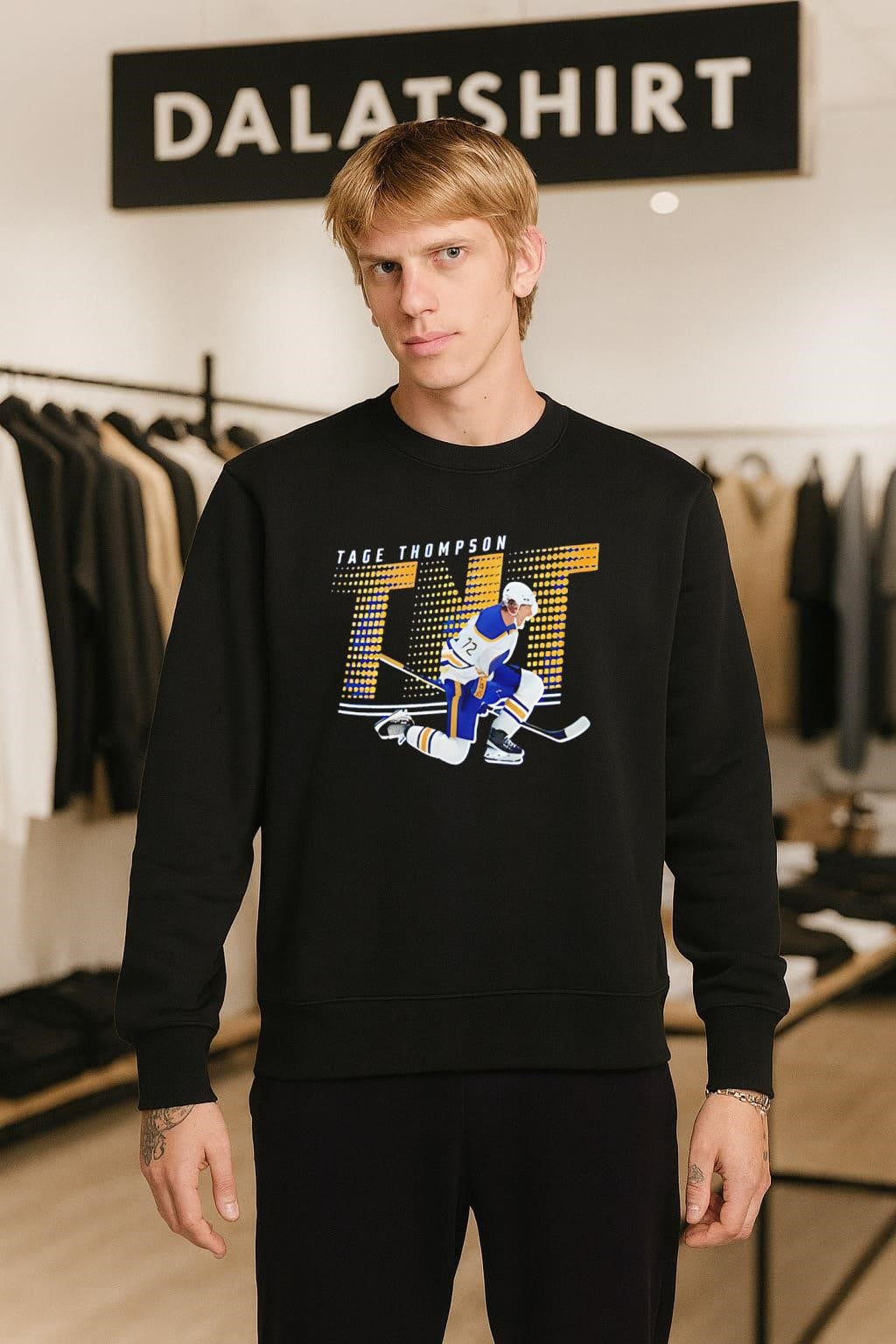 Tage Thompson TNT Buffalo Sabres hockey player action shirt