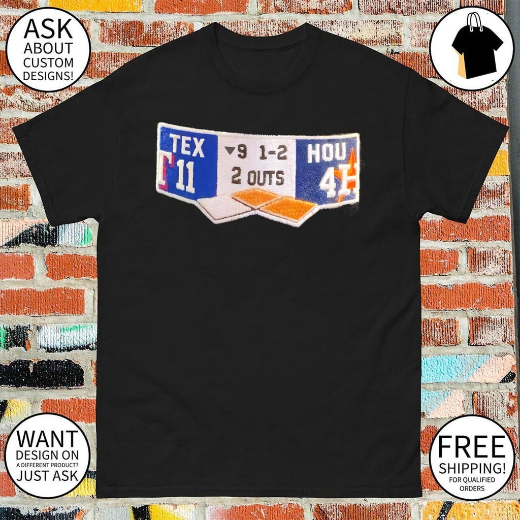 Texas Rangers 11-4 score Houston Astros 1-2 2 outs Baseball MLB 2026 shirt